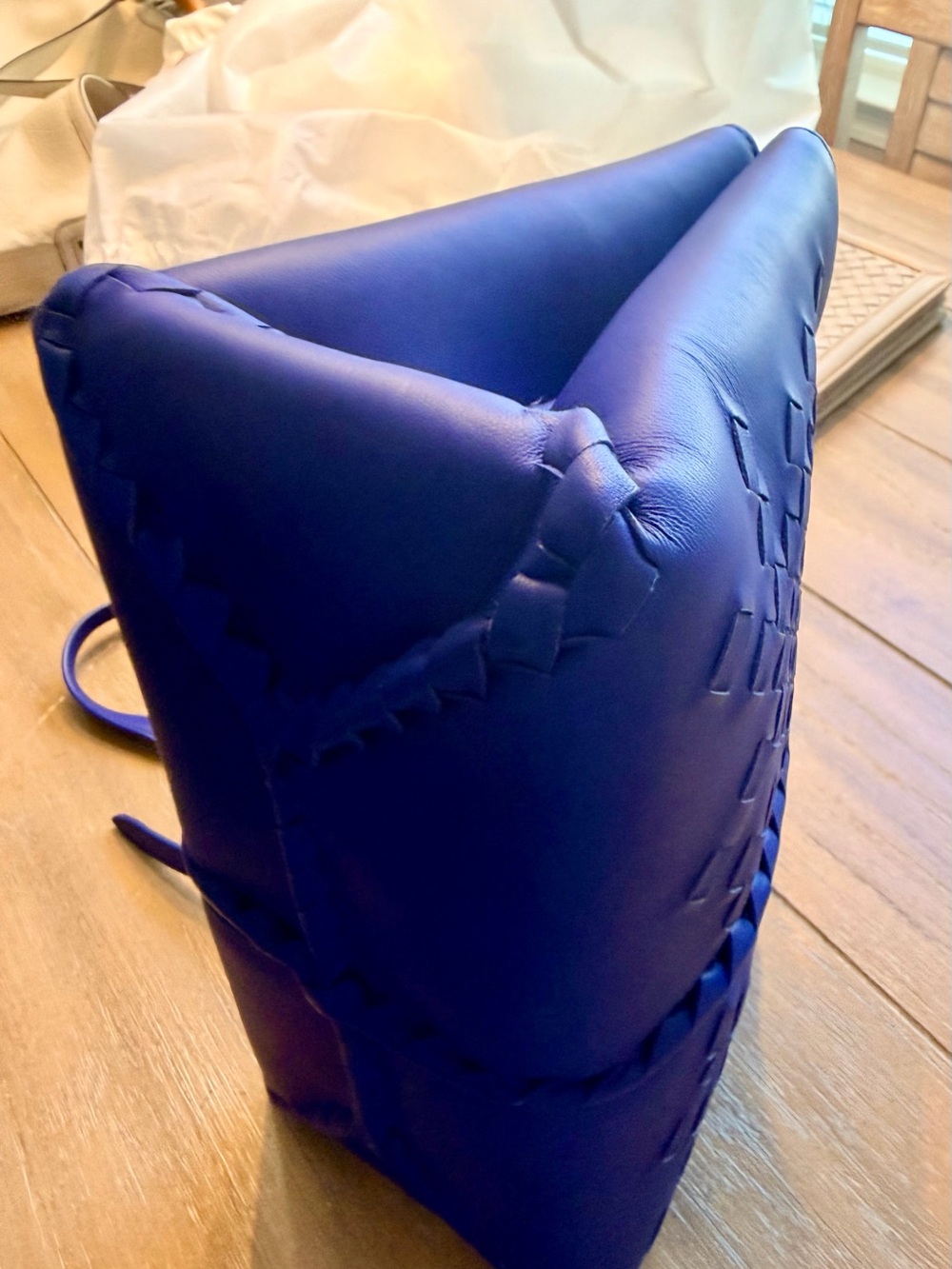 Blue Woven Leather Top-Handle Bag - Picture 5 of 9
